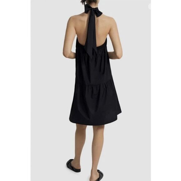 New Theory Pink Coral Halter Tier Mini Dress Tech Lawn Women’s Size Medium - Picture 6 of 6